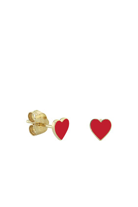 Kids Heart Earrings, 14k Yellow Gold